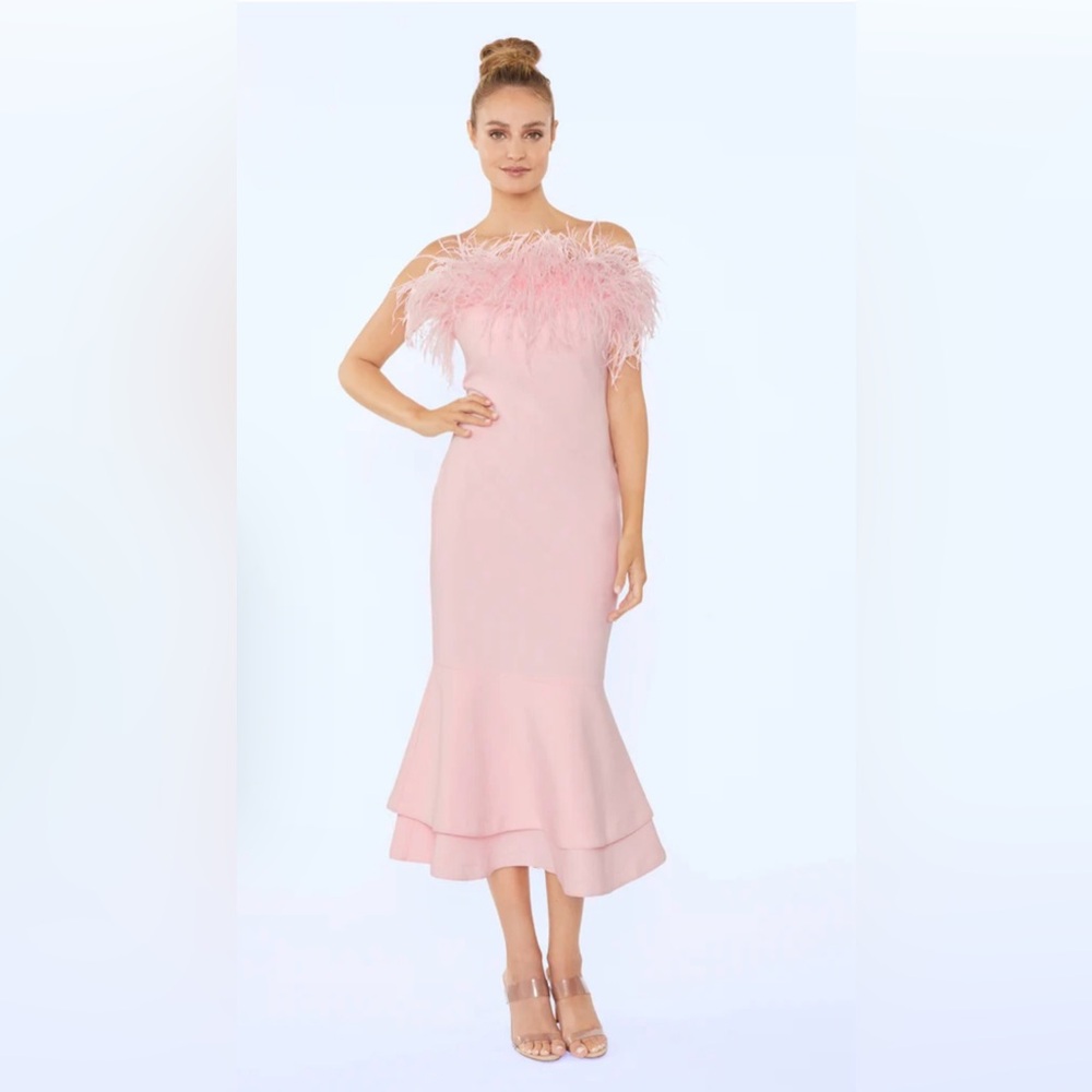 LIKELY FEATHER MIDI AURORA DRESS